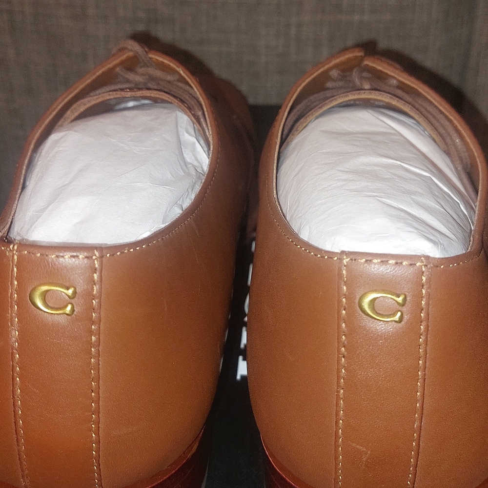 Coach Men's Brown Leather Oxford Shoes - Picture 11 of 12